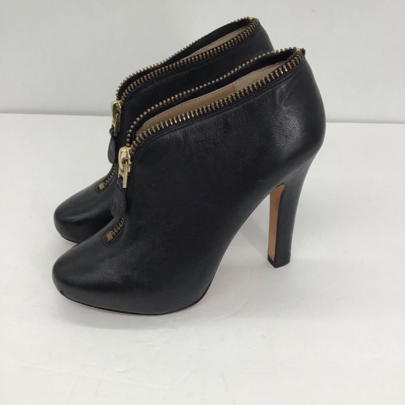 Diane Von Furstenberg Camilla Zipper Leather Booties Black Career Size 7.5 - Picture 3 of 12